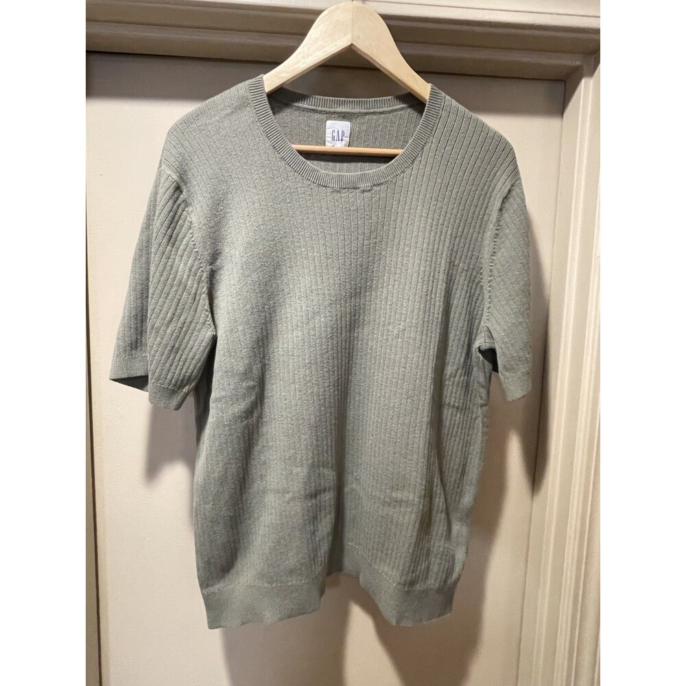 GAP men's Ribbed Crewneck Sweater T-Shirt green size L